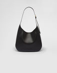 Large leather shoulder bag with topstitching