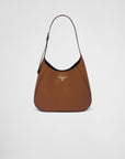 Large leather shoulder bag with topstitching